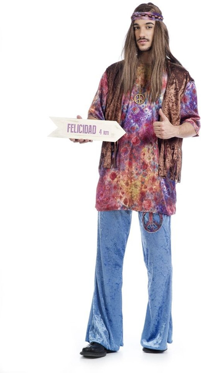 Hippie Kostuum | Hallucinerende Hippie Long Joint John | Man | Maat 56 | Carnaval kostuum | Verkleedkleding